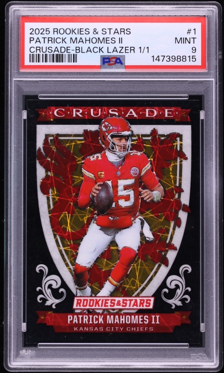 2025 Panini Rookies & Stars Crusade Black Lazer Patrick Mahomes II 1/1 #1 PSA 9 MINT