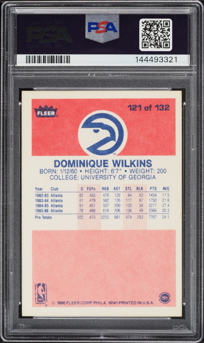 1986 Fleer Basketball Dominique Wilkins ROOKIE #121 PSA 6 EXMT