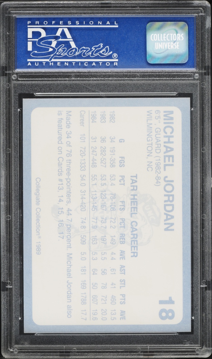 1989 North Carolina Collegiate Collection Michael Jordan #18 PSA 10 GEM MINT