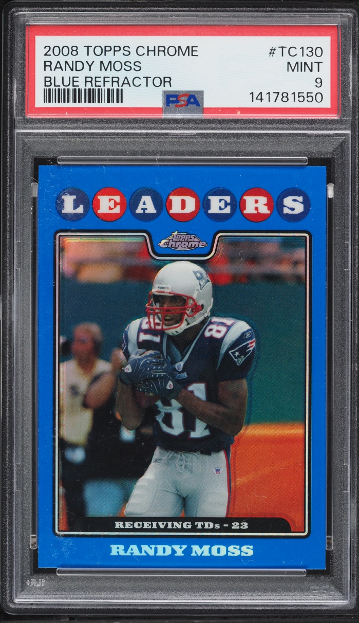 2008 Topps Chrome Blue Refractor Randy Moss #TC130 PSA 9 MINT