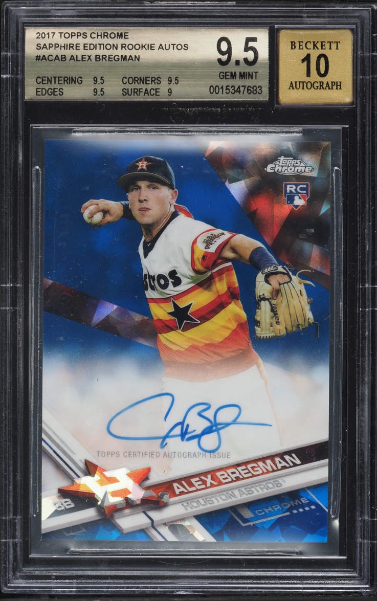 2017 Topps Chrome Sapphire Edition Alex Bregman ROOKIE AUTO /50 #AC-AB BGS 9.5 GEM MINT