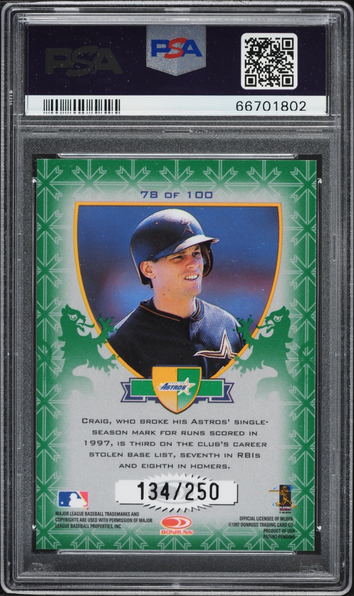 1998 Donruss Crusade Green Craig Biggio /250 #78 PSA 9 MINT