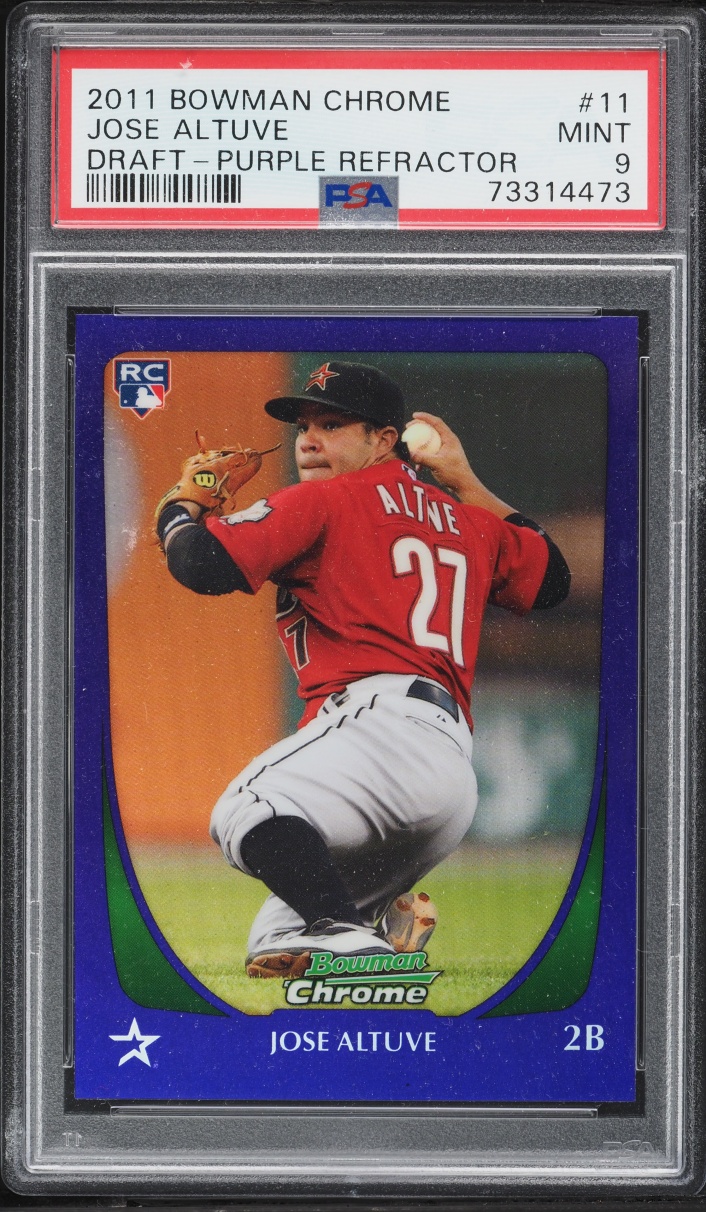 2011 Bowman Chrome Draft Purple Refractor Jose Altuve ROOKIE #11 PSA 9 MINT