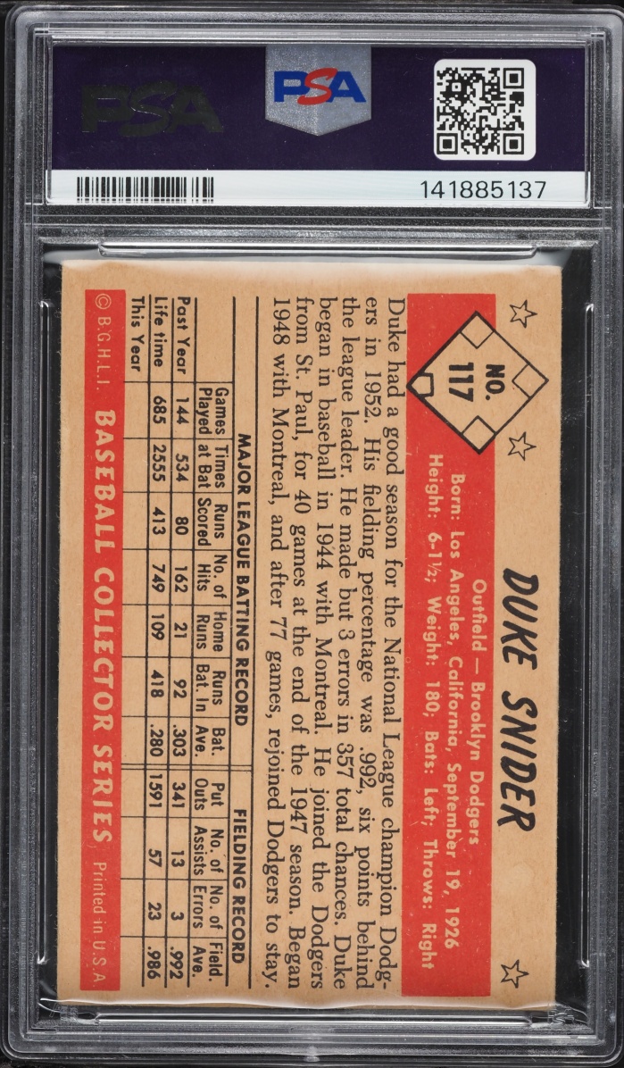 1953 Bowman Color Duke Snider #117 PSA 4 VGEX