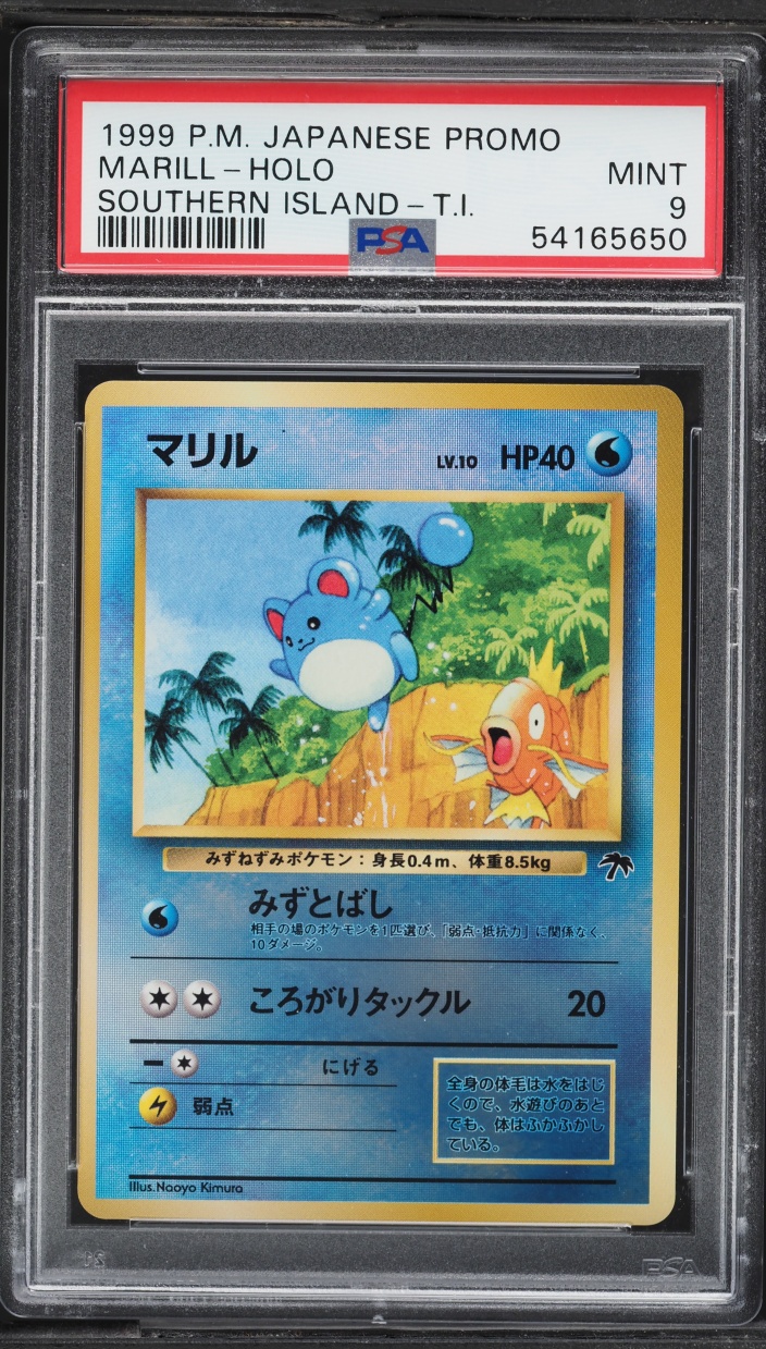 1999 Pokemon Japanese Promo Southern Islands Tropical Holo Marill PSA 9 MINT