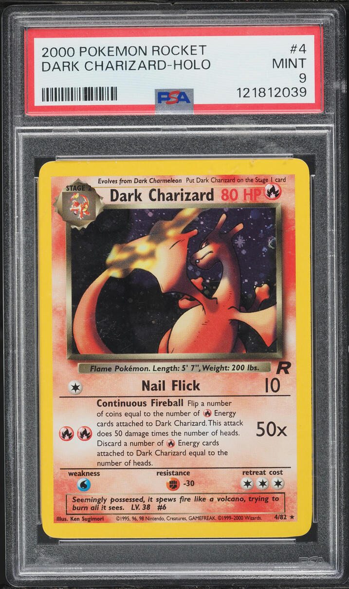 2000 Pokemon Team Rocket Holo Dark Charizard #4 PSA 9 MINT