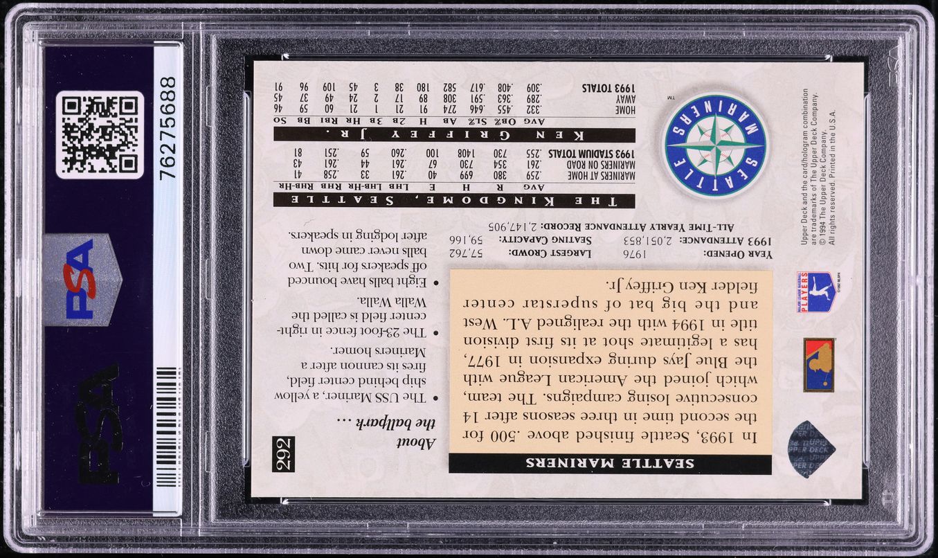 1994 Upper Deck Electric Diamond Ken Griffey Jr. #292 PSA 10 GEM MINT