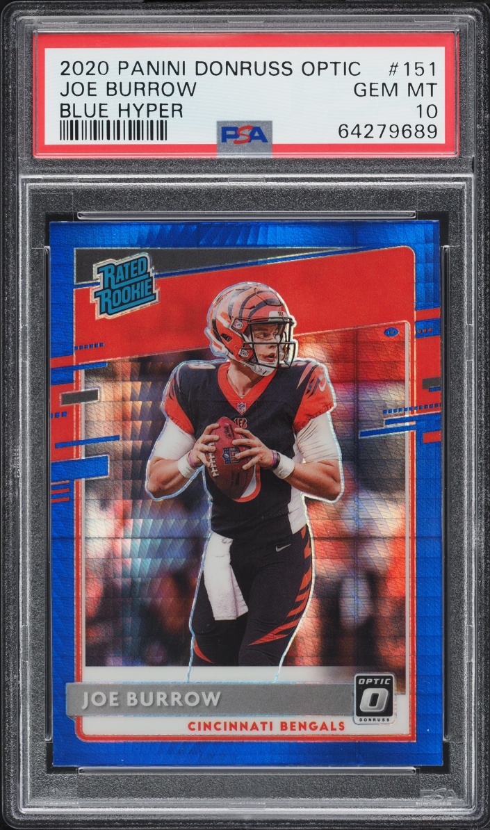 2020 Donruss Optic Blue Hyper Joe Burrow ROOKIE #151 PSA 10 GEM MINT