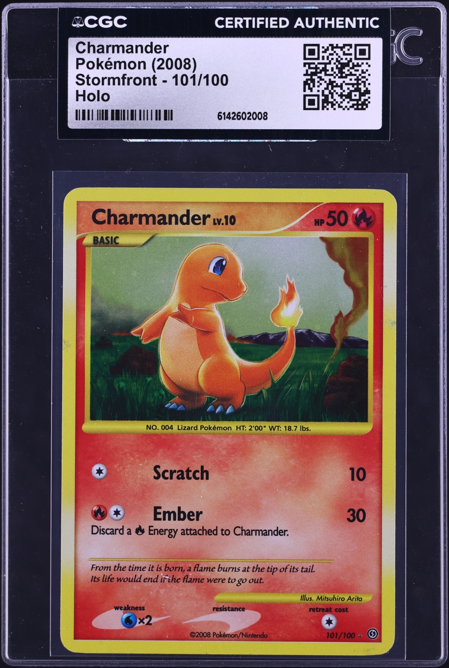 2008 Pokemon Diamond & Pearl Stormfront Holo Charmander #101 CGC AUTH