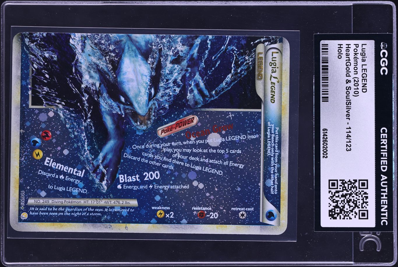 2010 Pokemon HeartGold & SoulSilver Holo Lugia LEGEND #114 CGC AUTH