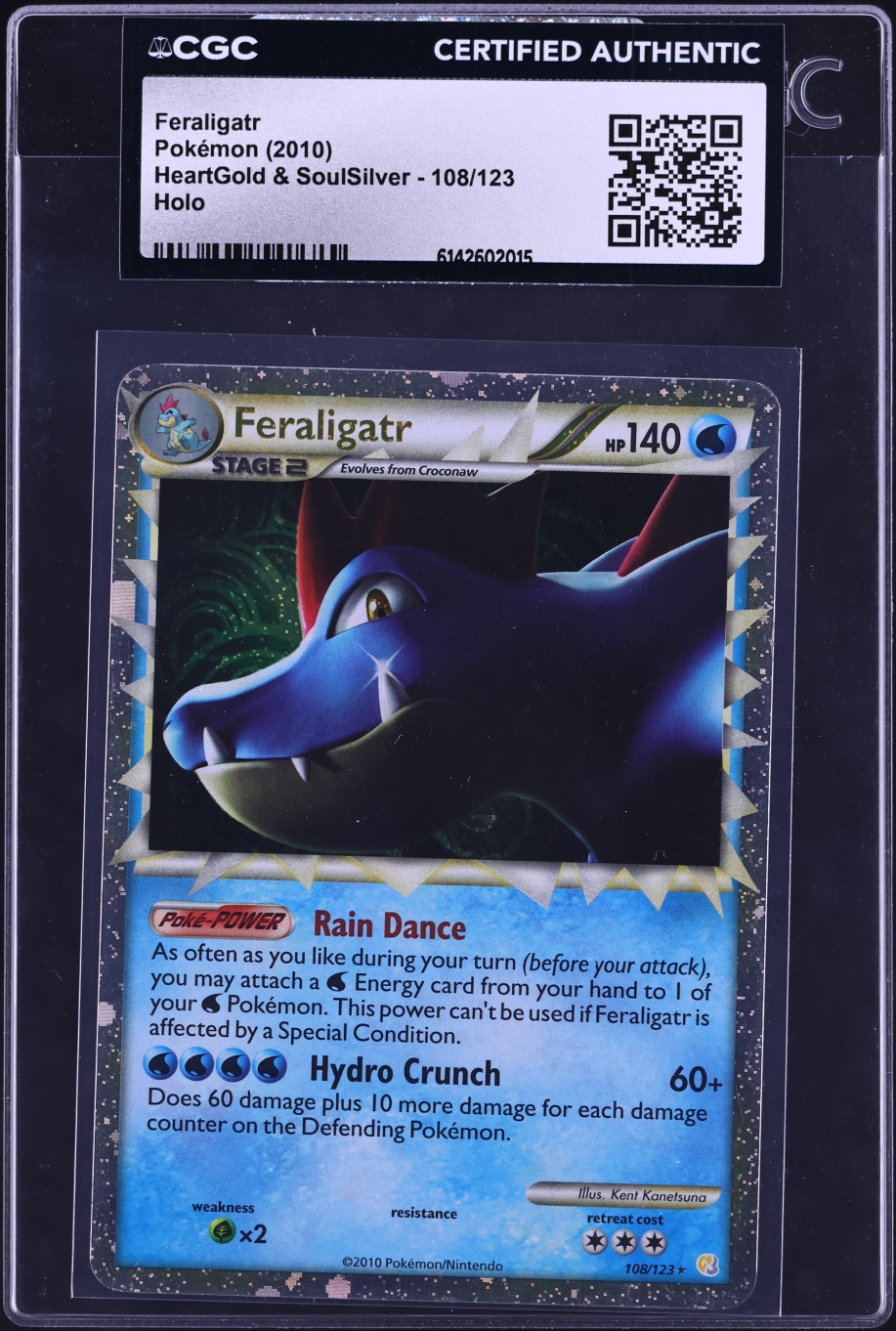 2010 Pokemon HeartGold & SoulSilver Holo Prime Feraligatr #108 CGC AUTH