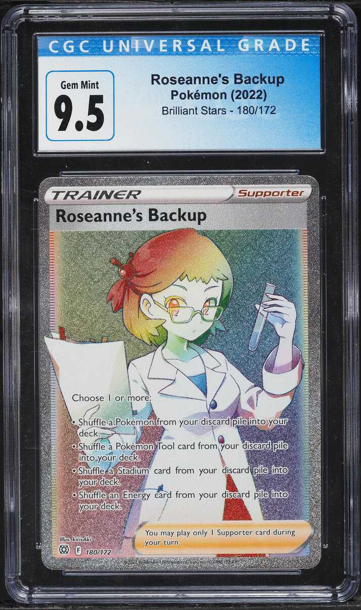 2022 Pokemon Sword & Shield Brilliant Stars Rainbow Rare Roseanne's Backup #180 CGC 9.5 GEM