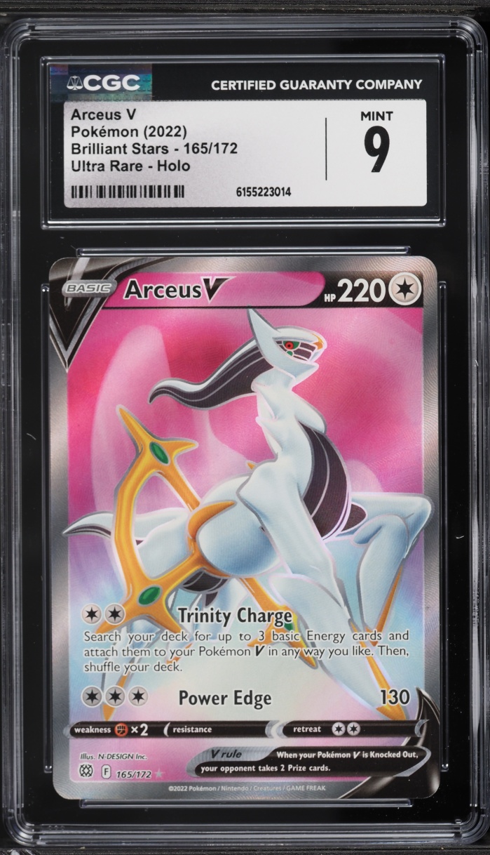 2022 Pokemon Sword & Shield Brilliant Stars Full Art Arceus V #165 CGC 9 MINT