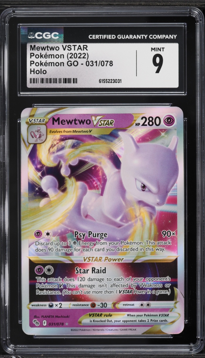 2022 Pokemon Sword & Shield Pokemon GO Holo Mewtwo VSTAR #31 CGC 9 MINT
