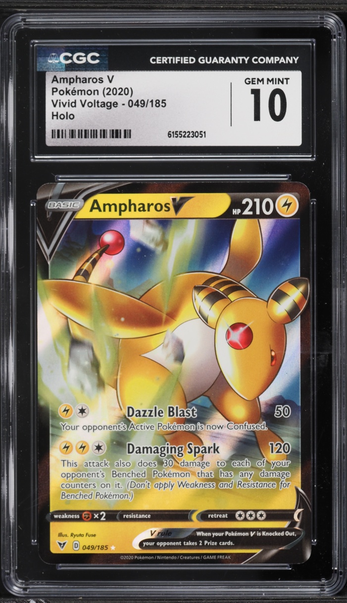 2020 Pokemon Sword & Shield Vivid Voltage Ampharos V #49 CGC 10 GEM MINT