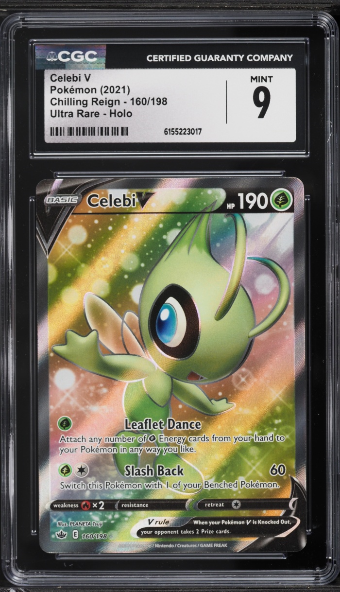 2021 Pokemon Sword & Shield Chilling Reign Full Art Celebi V #160 CGC 9 MINT