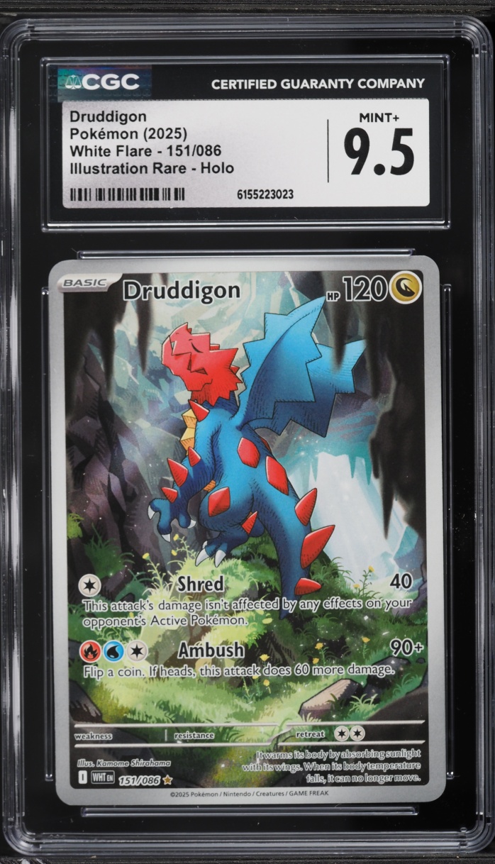 2025 Pokemon Scarlet & Violet White Flare IR Druddigon #151 CGC 9.5 MINT+