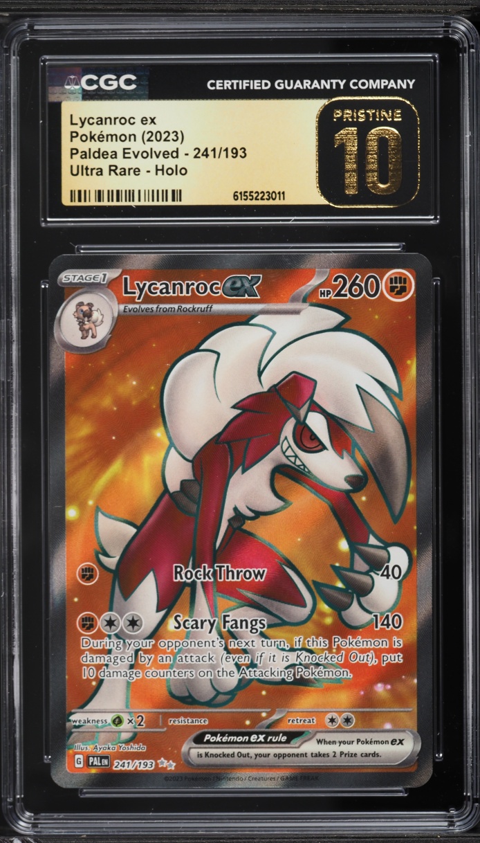 2023 Pokemon Scarlet & Violet Paldea Evolved Full Art Lycanroc ex #241 CGC 10 PRISTINE