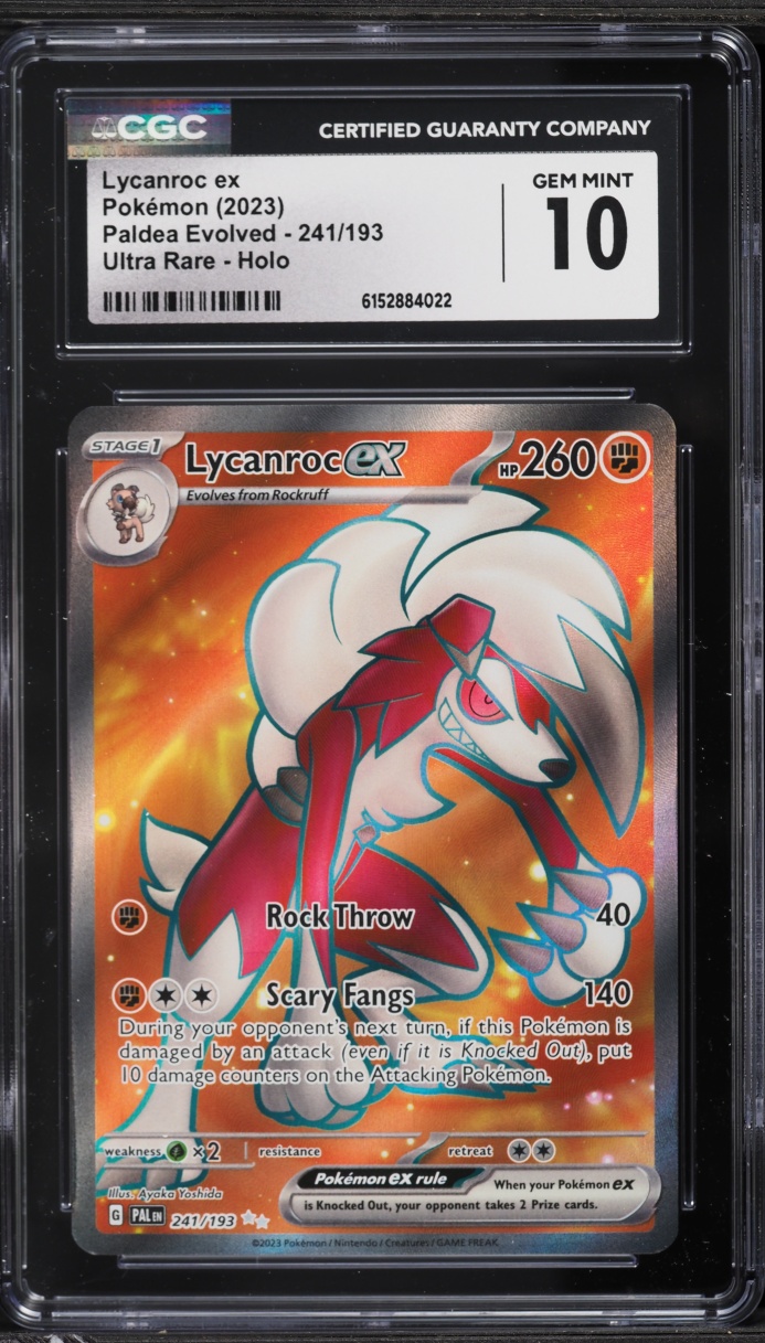 2023 Pokemon Scarlet & Violet Paldea Evolved Full Art Lycanroc ex #241 CGC 10 GEM MINT