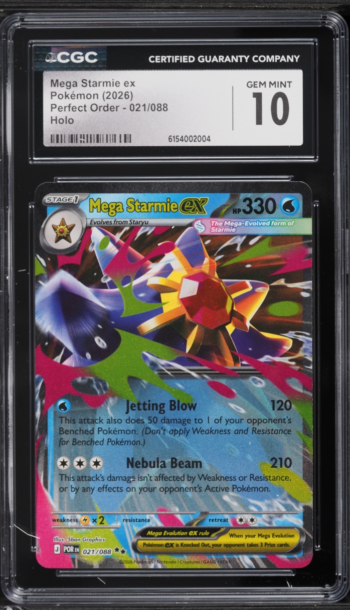 2026 Pokemon Mega Evolution Perfect Order Holo Mega Starmie ex #021 CGC 10 GEM MINT