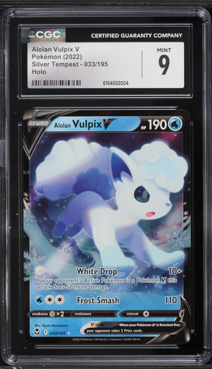 2022 Pokemon Sword & Shield Silver Tempest Holo Alolan Vulpix V #33 CGC 9 MINT