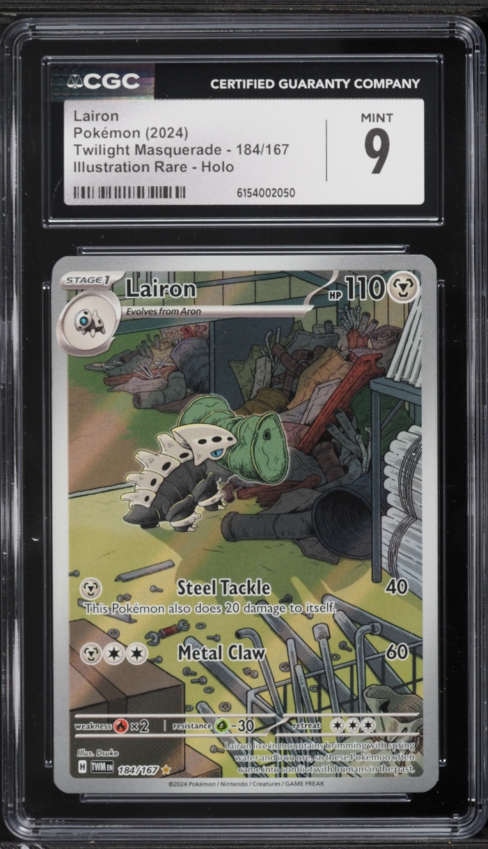 2024 Pokemon Scarlet & Violet Twilight Masquerade IR Lairon #184 CGC 9 MINT
