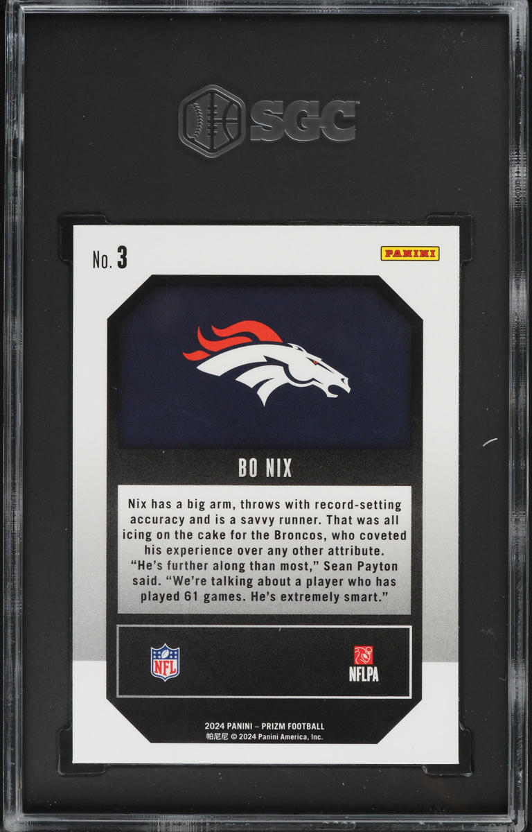 2024 Panini Prizm Emergent Bo Nix ROOKIE #3 SGC 9.5 MINT+