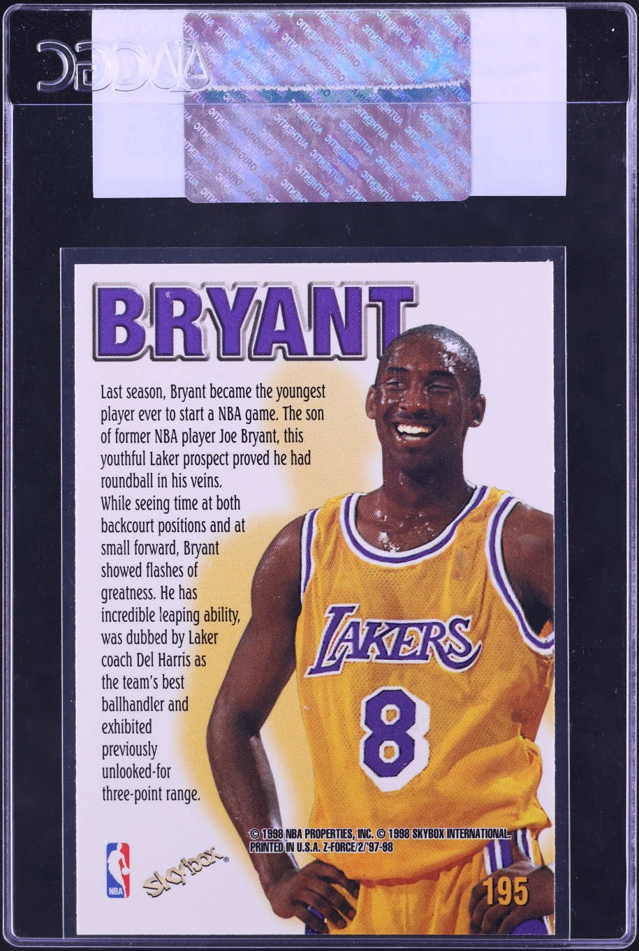 1997 Skybox Z-Force Kobe Bryant #195 CGC AUTH