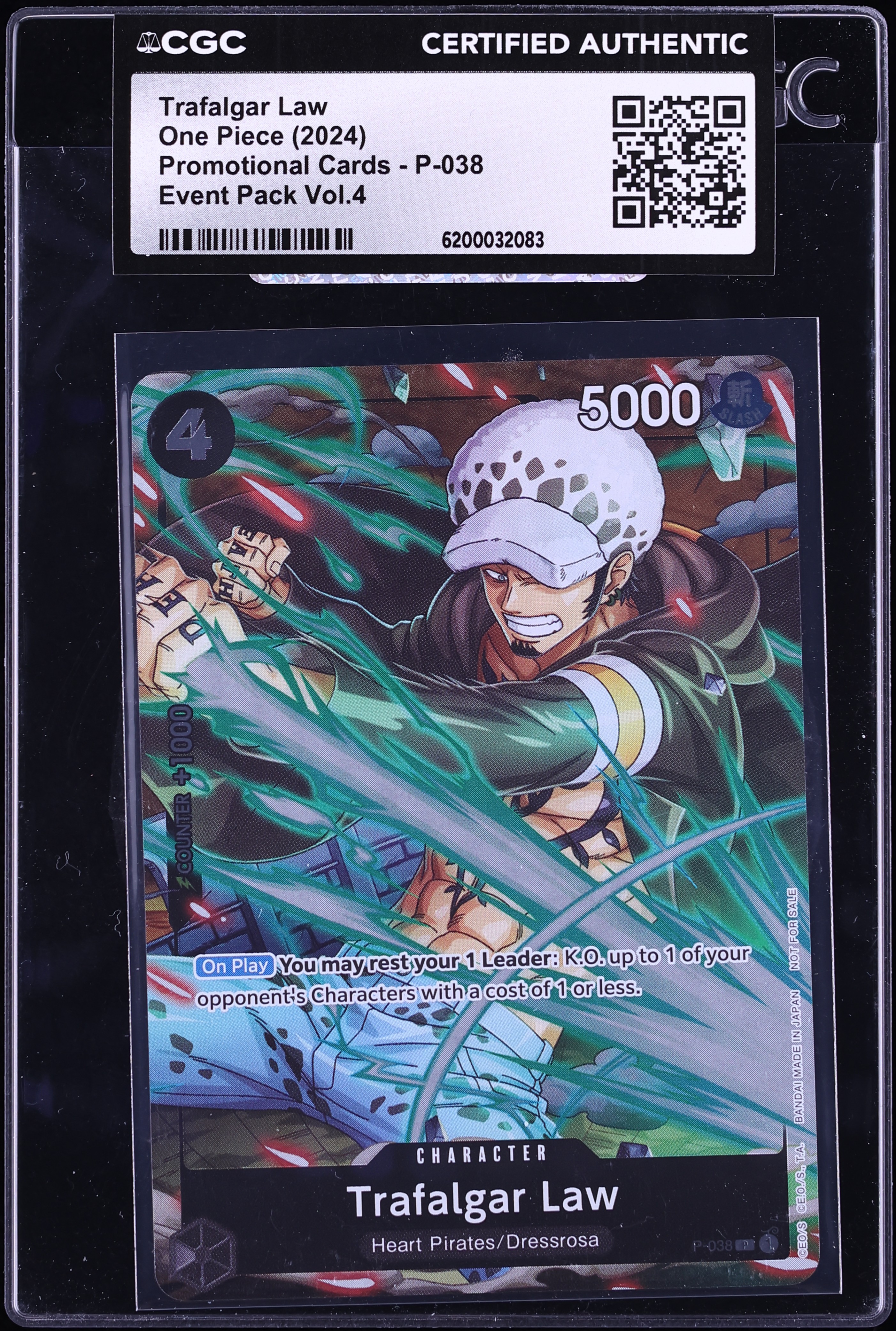 2024 One Piece Promo Event Pack Vol.4 Trafalgar Law #P-038 CGC AUTH
