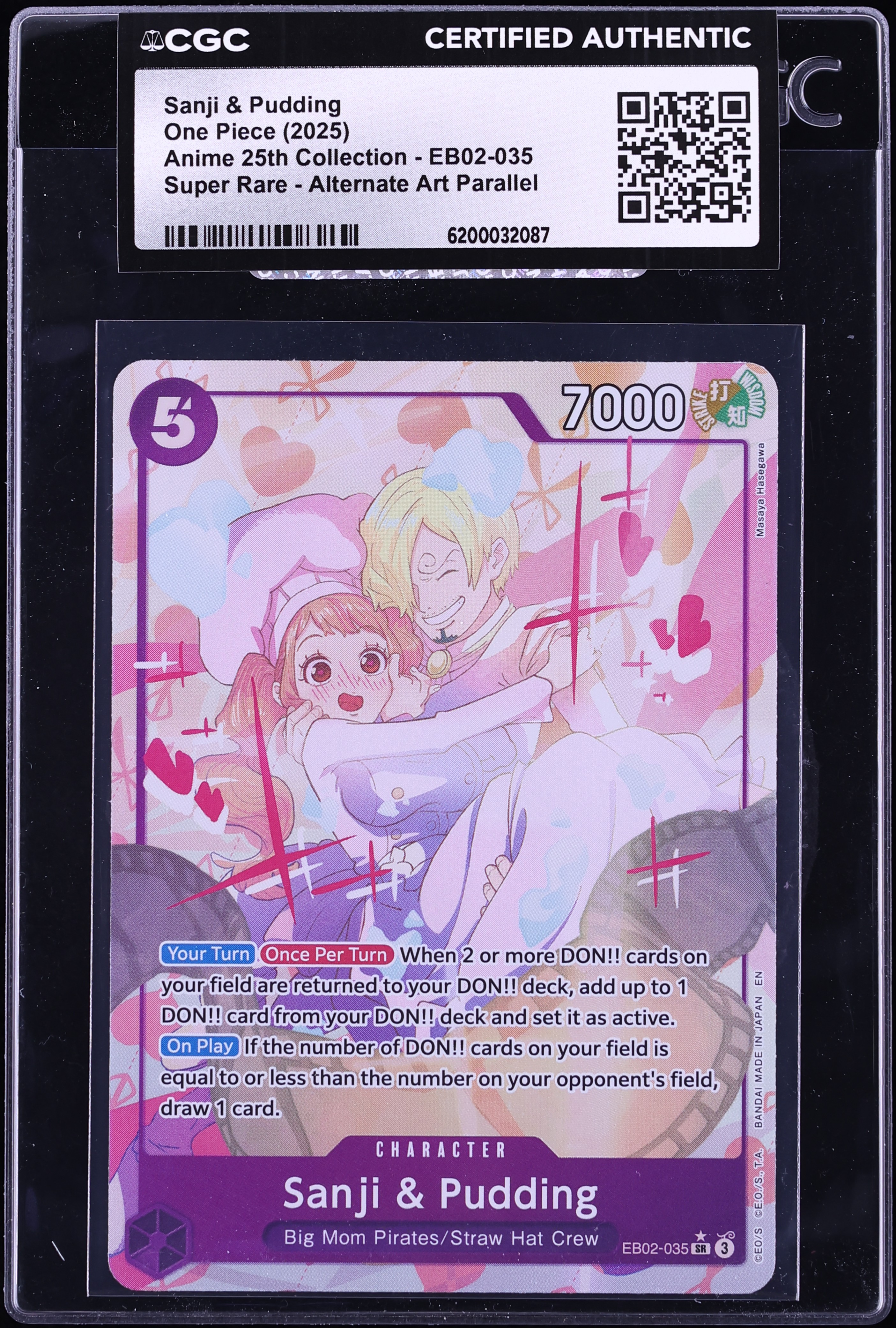 2025 One Piece Anime 25th Collection Alt Art Sanji & Pudding #EB02-035 CGC AUTH