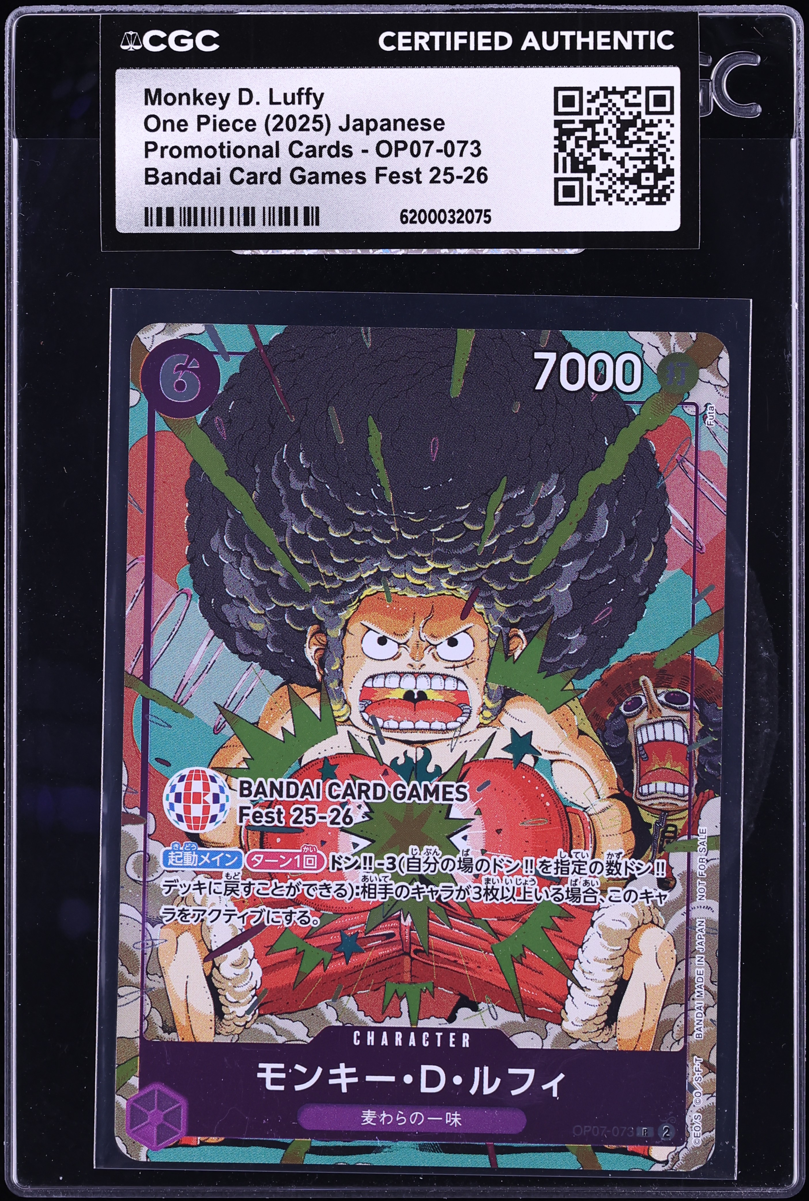 2025 One Piece Japanese Promo Bandai Games Fest Monkey D. Luffy #OP07-073 CGC AUTH