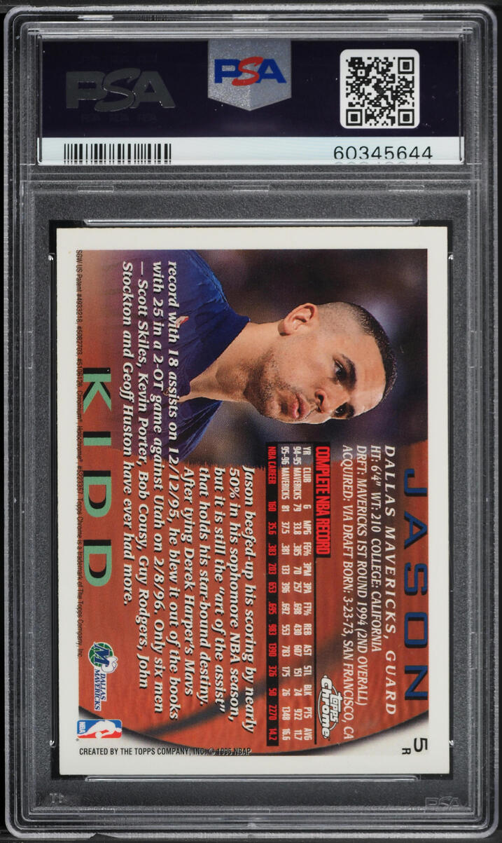 1996 Topps Chrome Refractor Jason Kidd #5 PSA 9 MINT