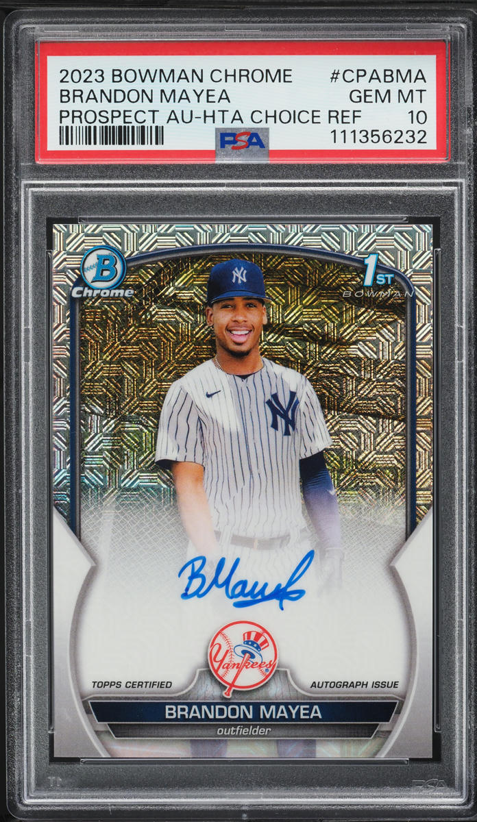 2023 Bowman Chrome HTA Choice Refractor Brandon Mayea PROSPECT AUTO /150 PSA 10