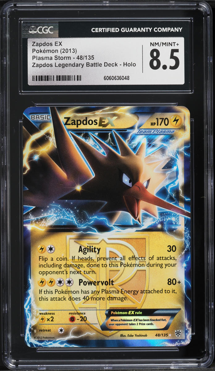 2013 Pokemon BW Plasma Storm Zapdos Legendary Battle Deck Zapdos EX #48 CGC 8.5