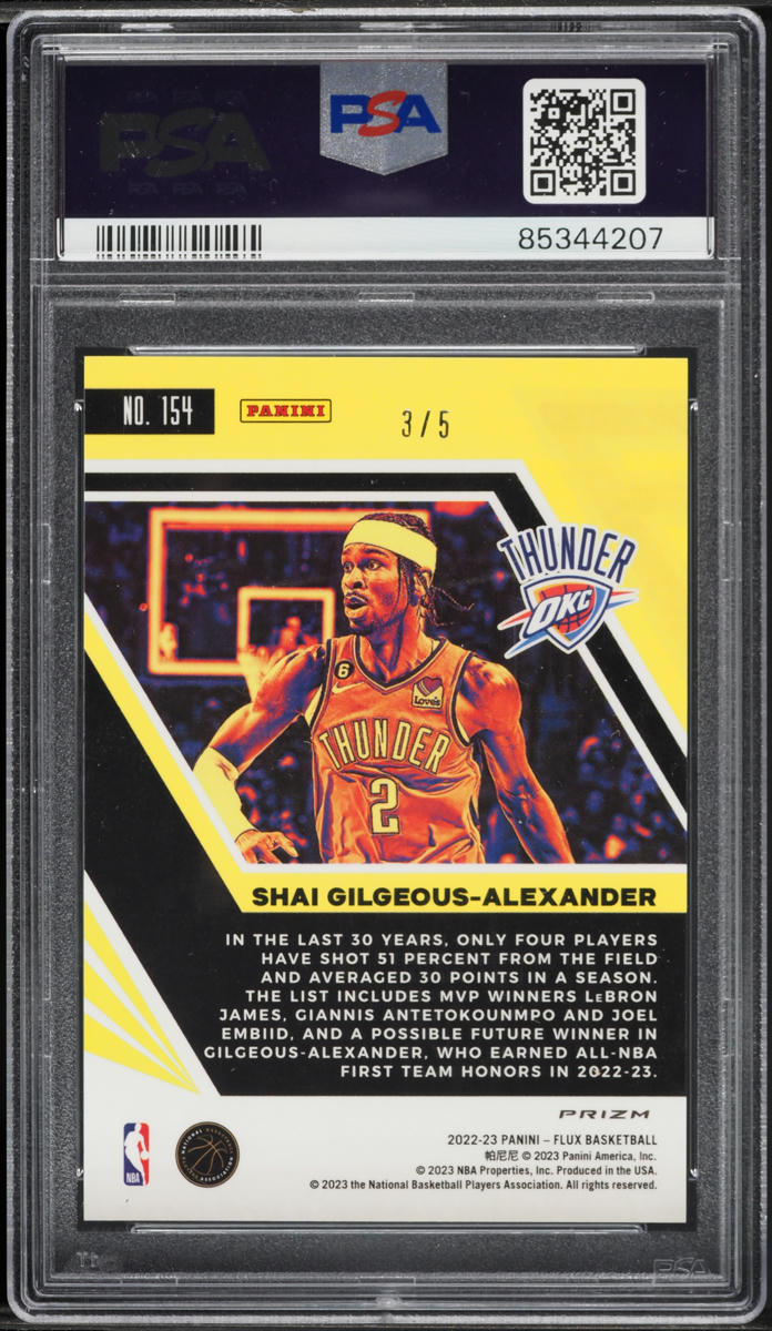2022 Panini Flux Green Shai Gilgeous-Alexander /5 #154 PSA 10 GEM MINT