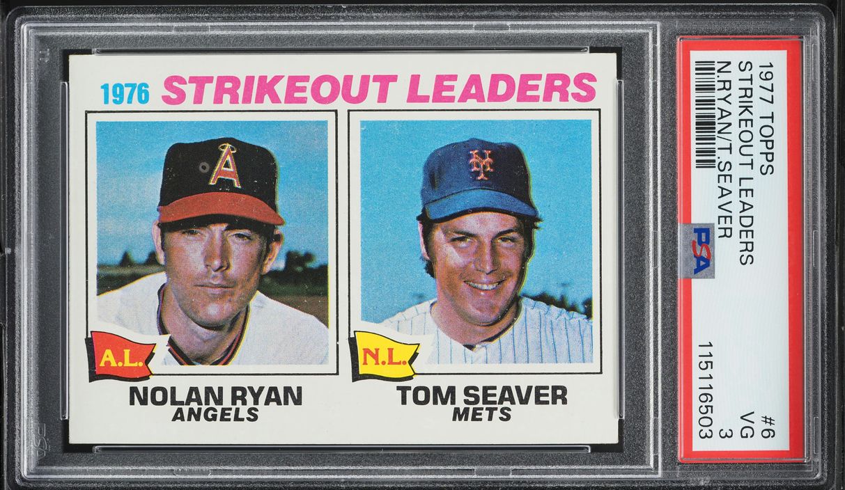 1977 Topps Nolan Ryan Tom Seaver STRIKEOUT LEADERS #6 PSA 3 VG