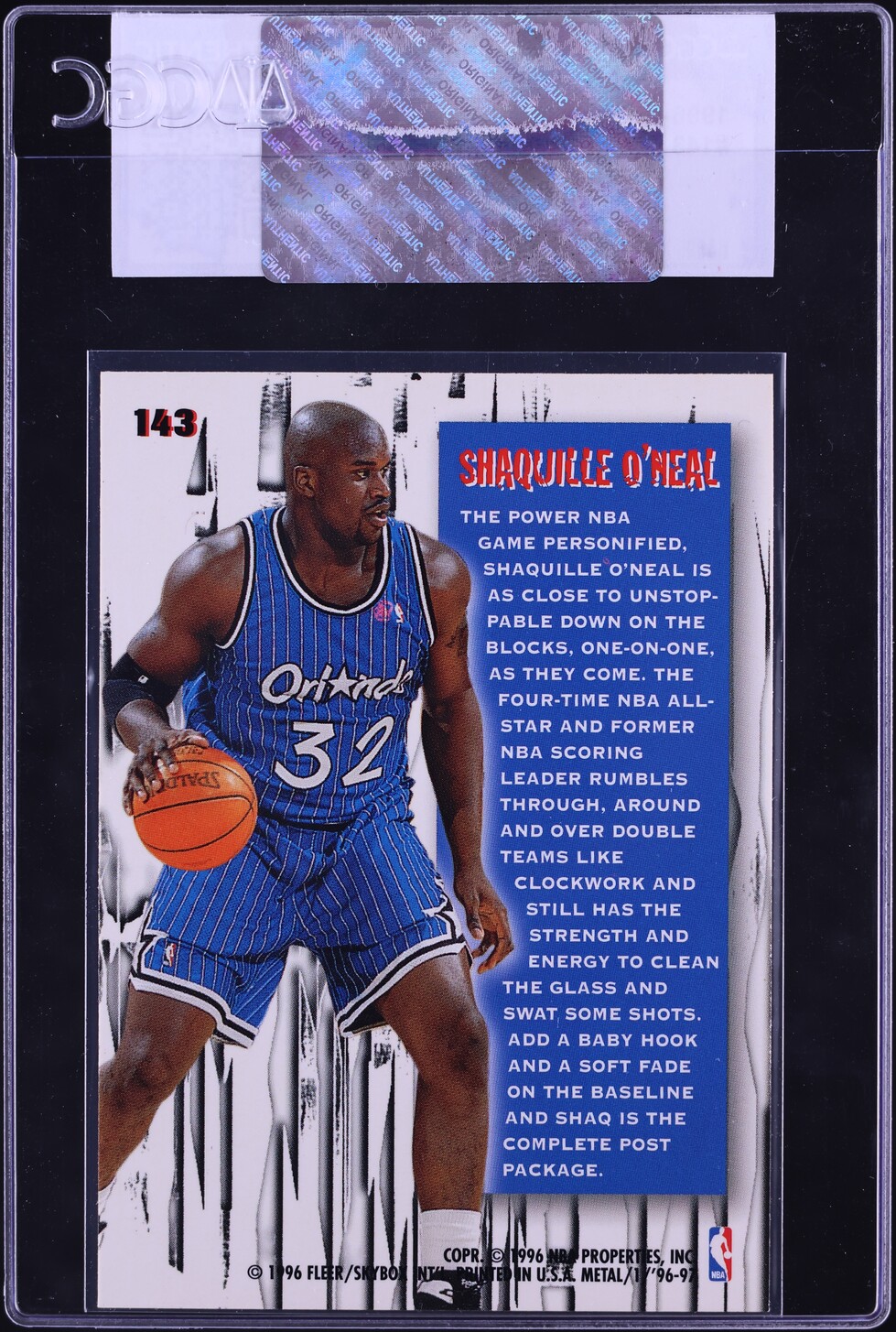 1996 Metal Basketball Shaquille O'Neal #143 CGC AUTH