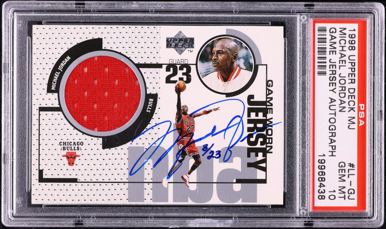 1998 Upper Deck Game Jersey Michael Jordan PATCH AUTO /23 #LL-GJ PSA 10 GEM