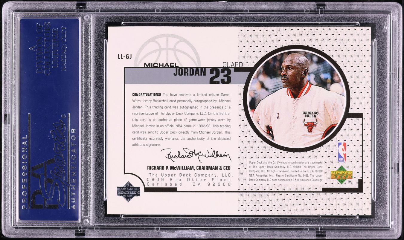 1998 Upper Deck Game Jersey Michael Jordan PATCH AUTO /23 #LL-GJ PSA 10 GEM