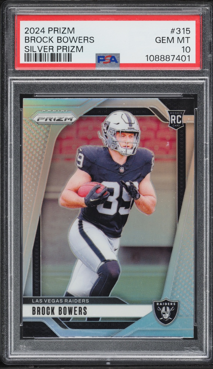 2024 Panini Prizm Silver Brock Bowers ROOKIE #315 PSA 10 GEM MINT