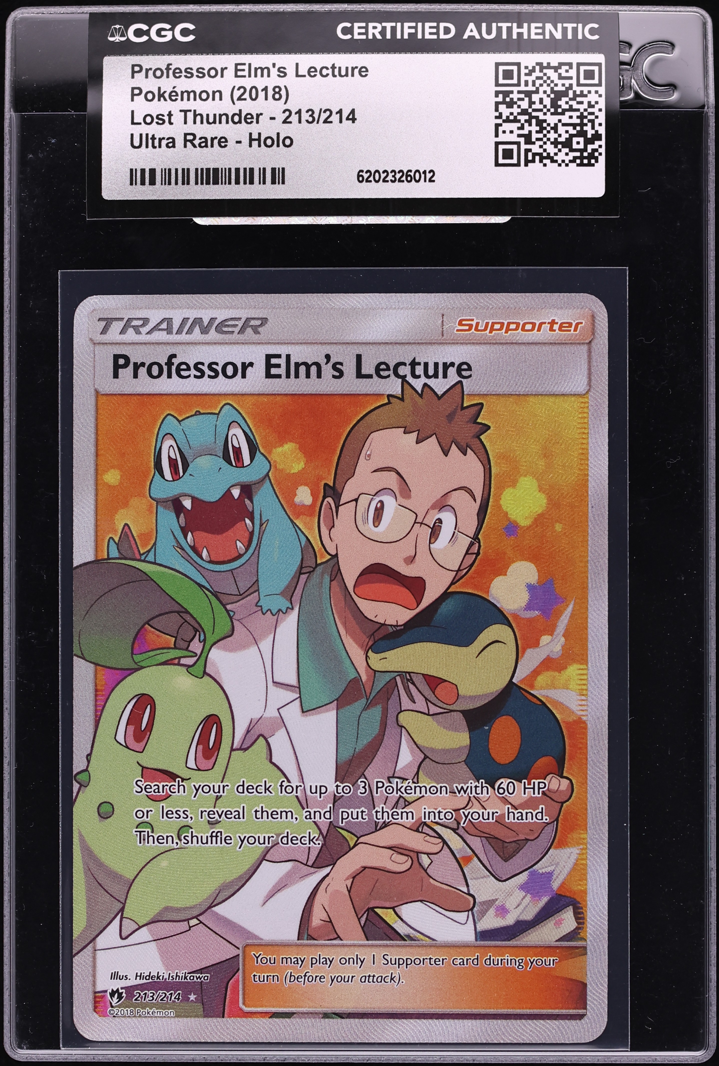 2018 Pokemon Sun & Moon Lost Thunder Full Art Professor Elm's Lecture #213 CGC AUTH