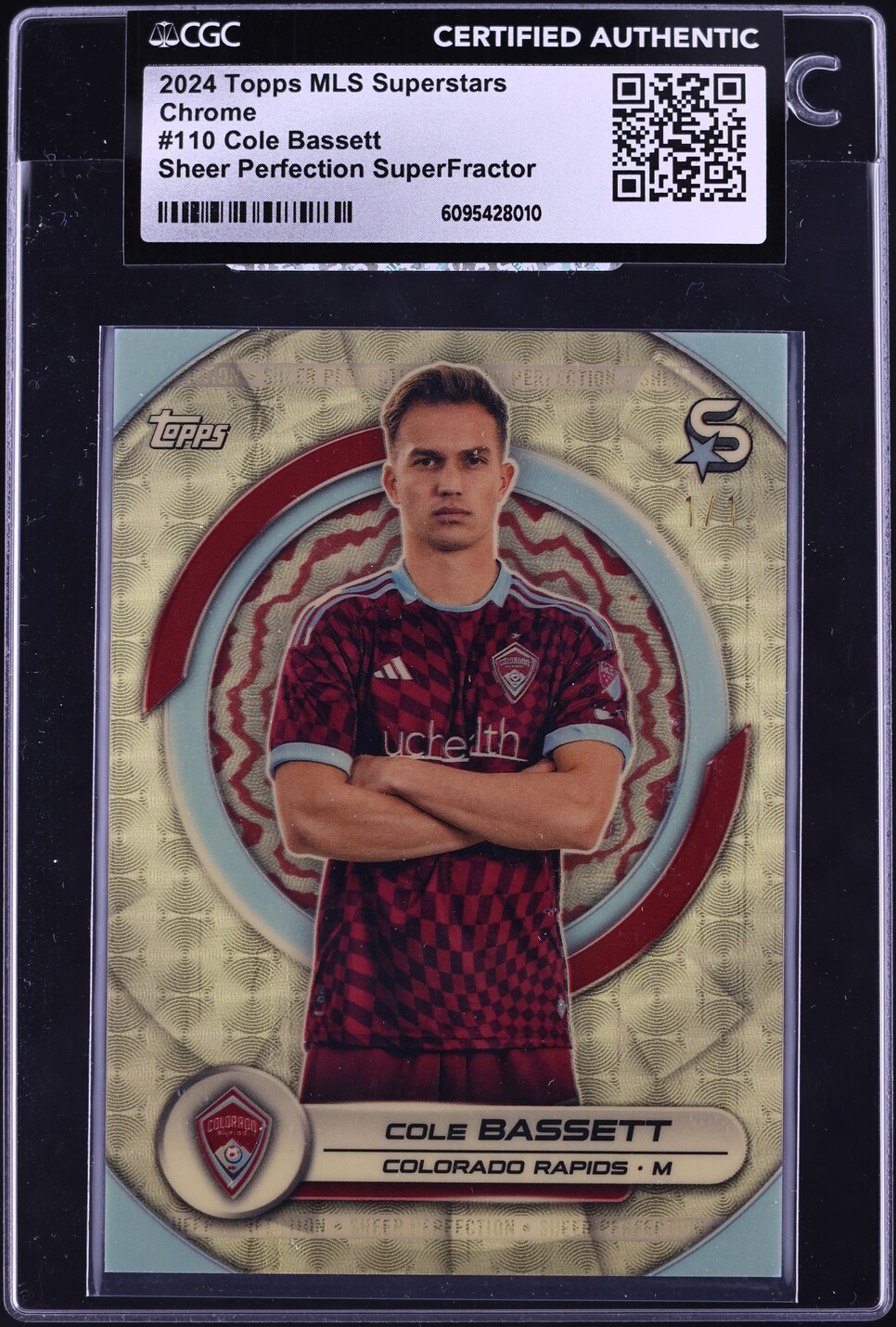 2024 Topps MLS Superstars Chrome Sheer Perfection Superfractor Cole Bassett 1/1 #110 CGC AUTH