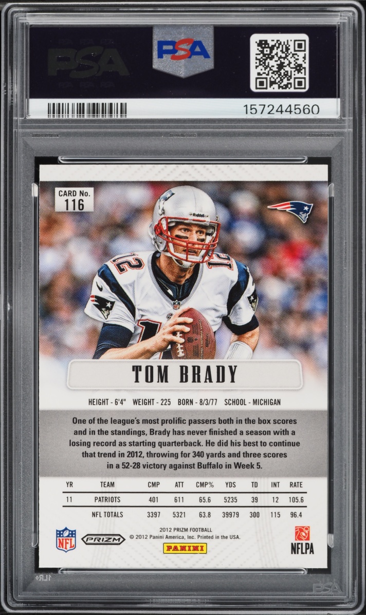 2012 Panini Prizm Silver Tom Brady #116 PSA 10 GEM MINT