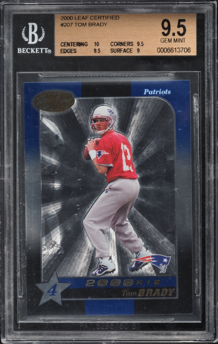 2000 Leaf Certified Tom Brady ROOKIE /1500 #207 BGS 9.5 GEM MINT
