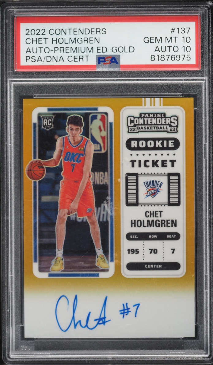 2022 Panini Contenders Gold Chet Holmgren ROOKIE AUTO DNA 10 /10 #137 PSA 10 GEM MINT