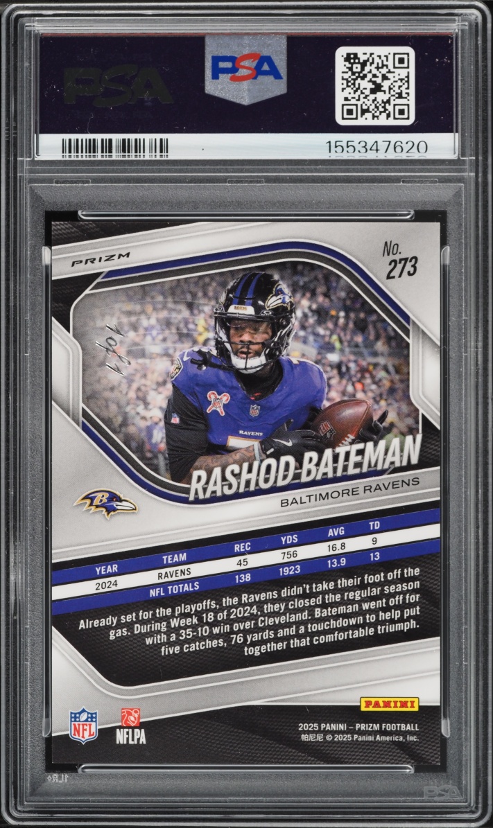 2025 Panini Prizm Nebula Choice Rashod Bateman 1/1 #273 PSA 9 MINT