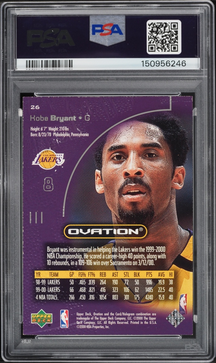 2000 Upper Deck Standing Ovation Kobe Bryant /50 #26 PSA 7 NRMT