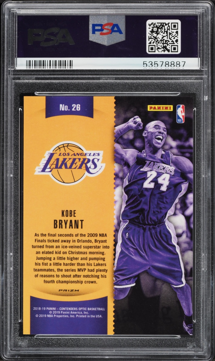 2018 Panini Contenders Optic Winning Tickets Cracked Ice Blue Prizm Kobe Bryant #26 PSA 10 GEM