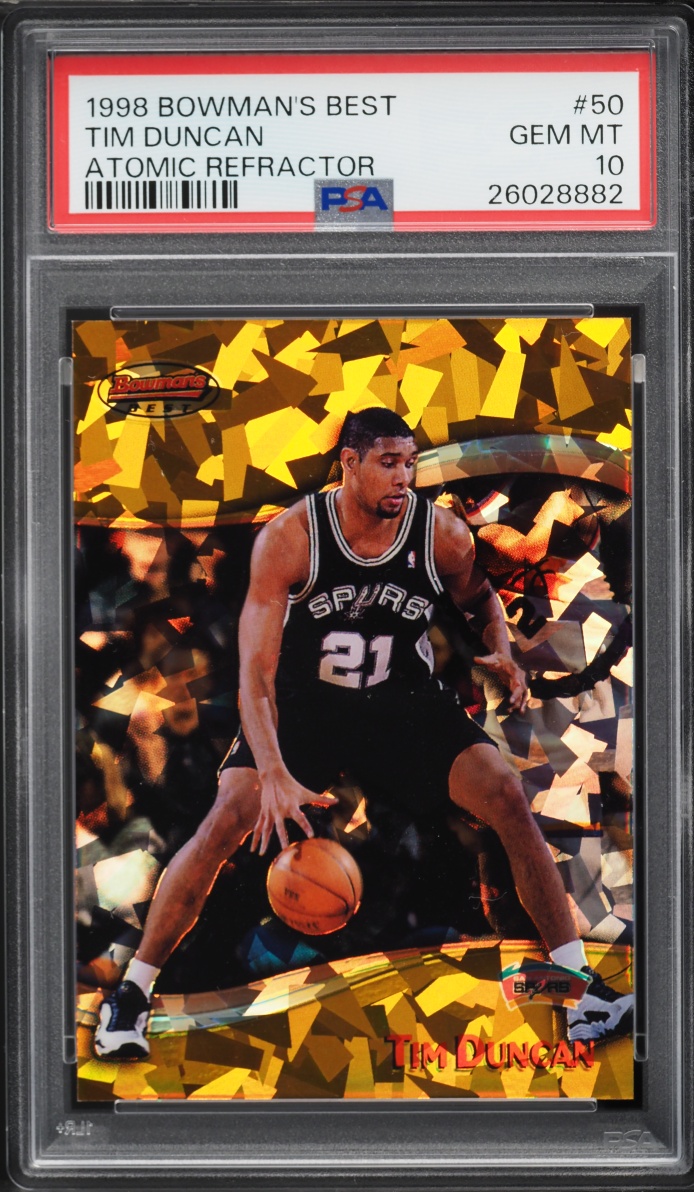 1998 Bowman's Best Atomic Refractor Tim Duncan /100 #50 PSA 10 GEM MINT