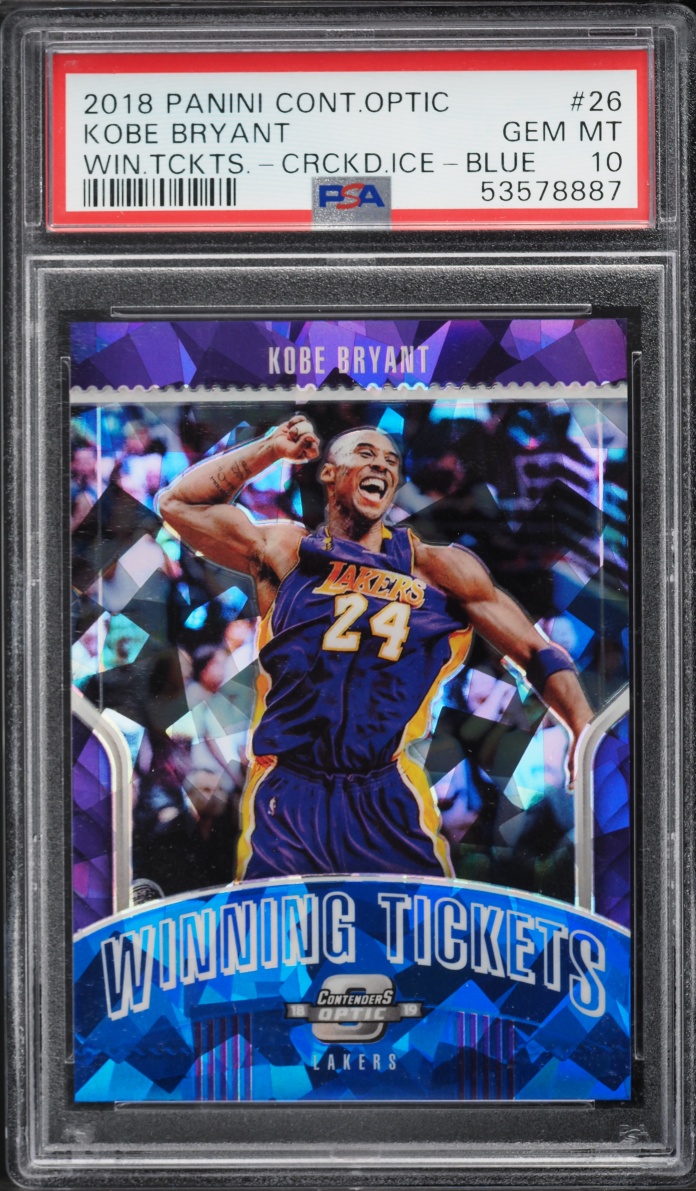2018 Panini Contenders Optic Winning Tickets Cracked Ice Blue Prizm Kobe Bryant #26 PSA 10 GEM